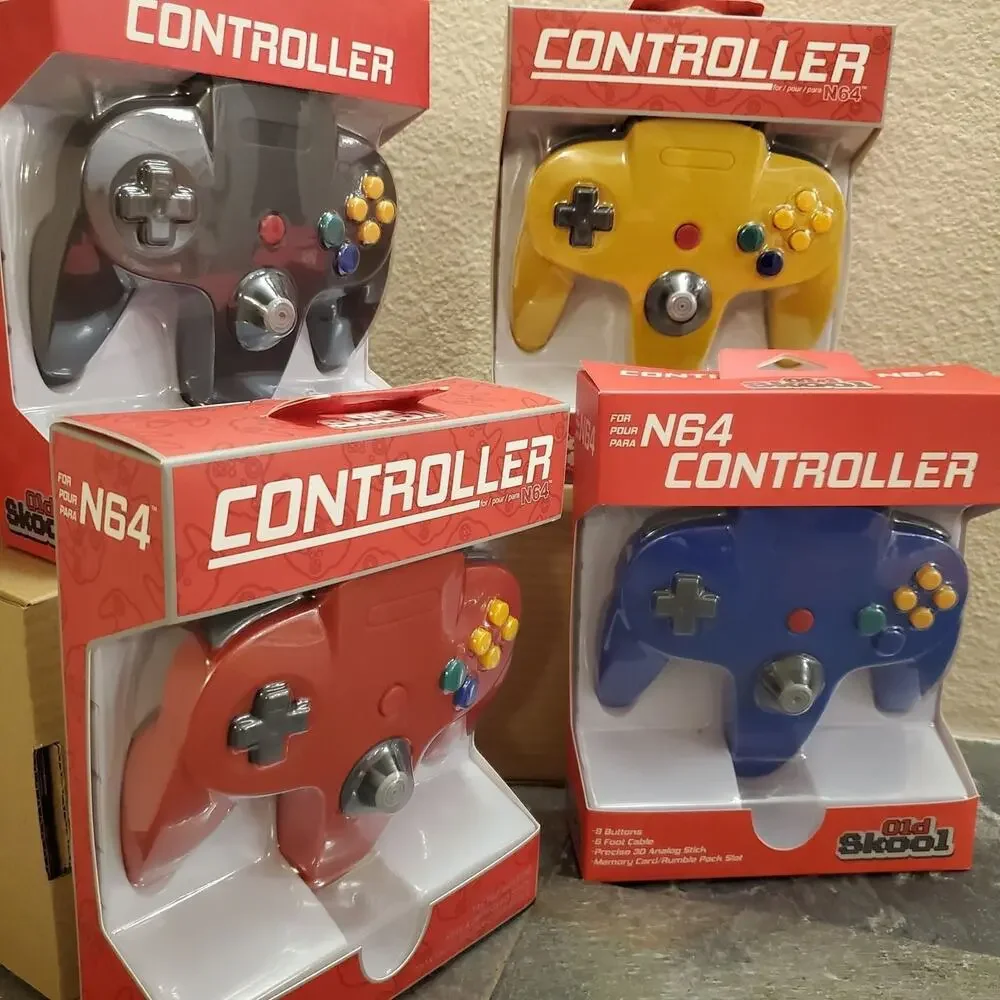 4 N64 Controllers 4 Colors Bundle (NEW) Blue Red Yellow Black Nintendo Old Skool